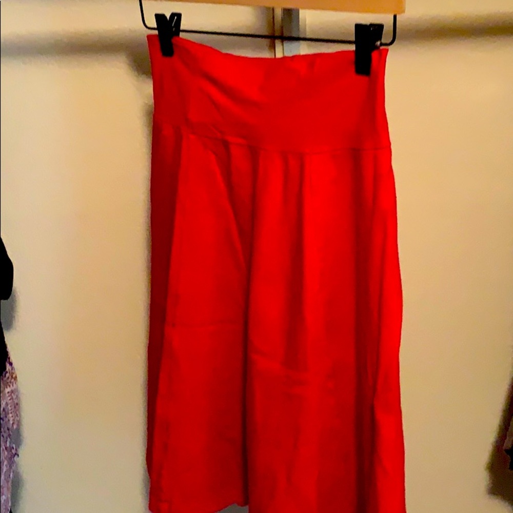 Rich red shin length American Apparel skirt